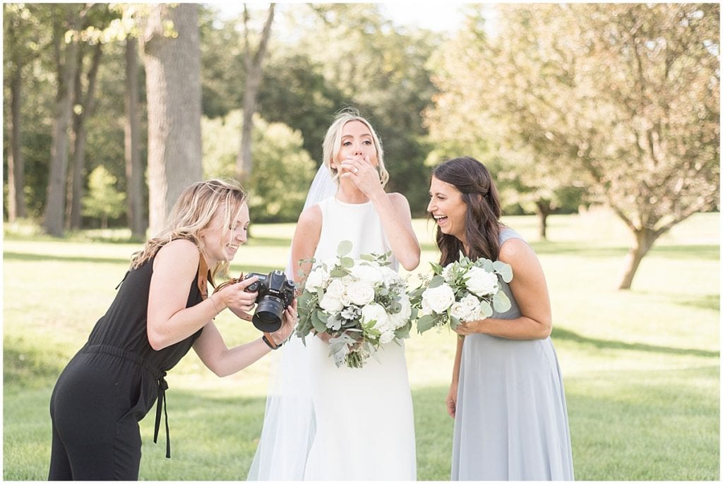 A bride laughing. You need to serve your clients well to turn your side hustle into a full-time job. 