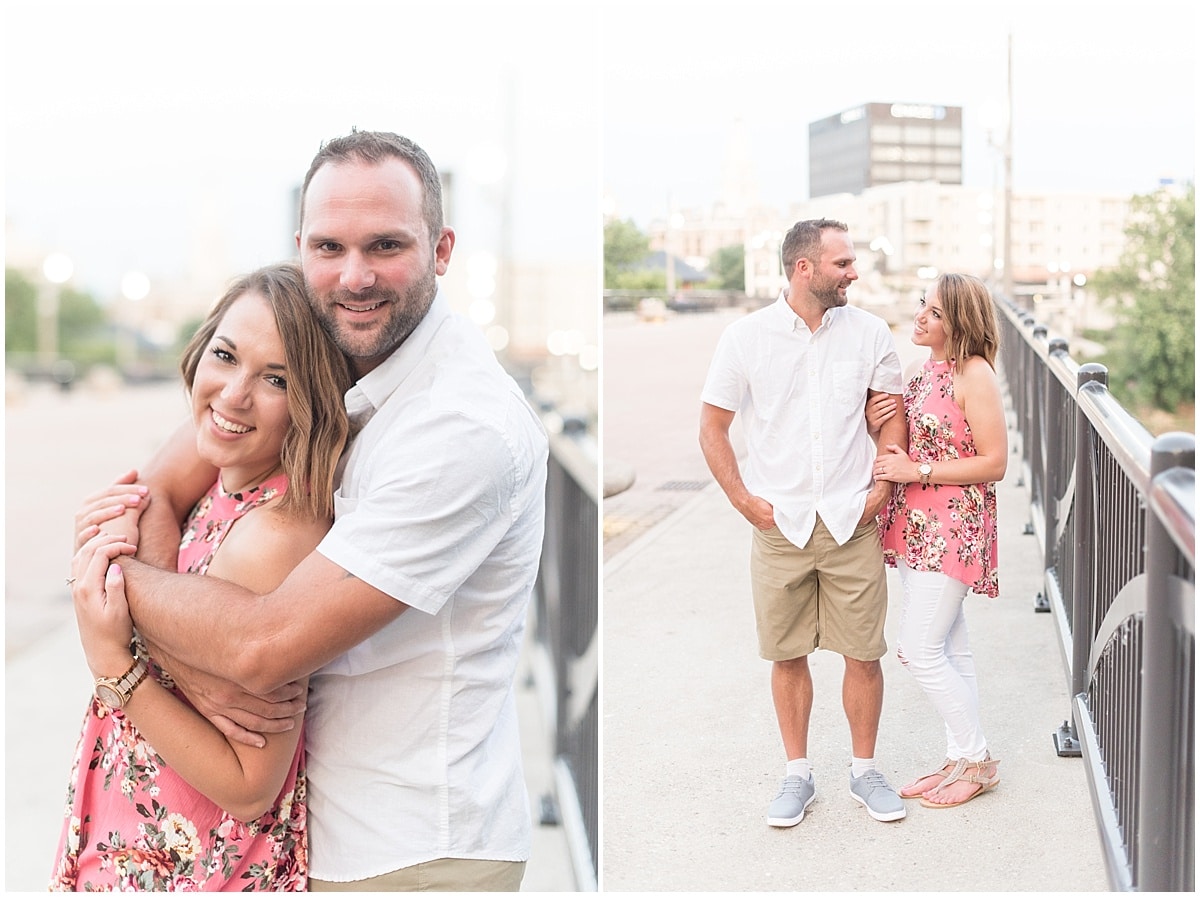 Victoria Rayburn Photography took Nile Seward and Haylie Pangle’s engagement photos in Downtown Lafayette, Indiana.