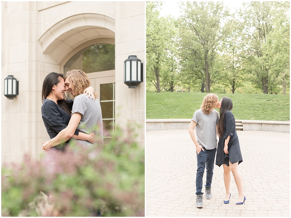 Lafayette, IN wedding photographer Victoria Rayburn took Jordan Dill and Yvonne Shi’s engagement photos at Purdue University. 