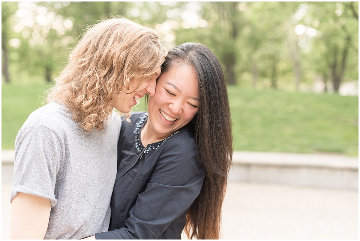 Lafayette, IN wedding photographer Victoria Rayburn took Jordan Dill and Yvonne Shi’s engagement photos at Purdue University. 