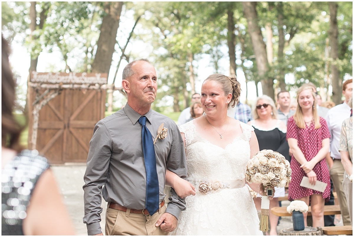 Derek Cook and Katie Pitts celebrated their wedding at Cosgray Christmas Tree Farm in Idaville, Indiana.