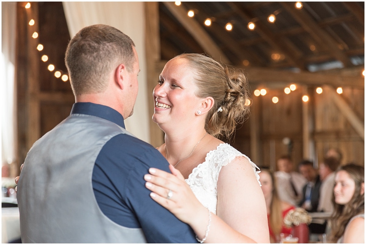 Derek Cook and Katie Pitts celebrated their wedding at Cosgray Christmas Tree Farm in Idaville, Indiana.