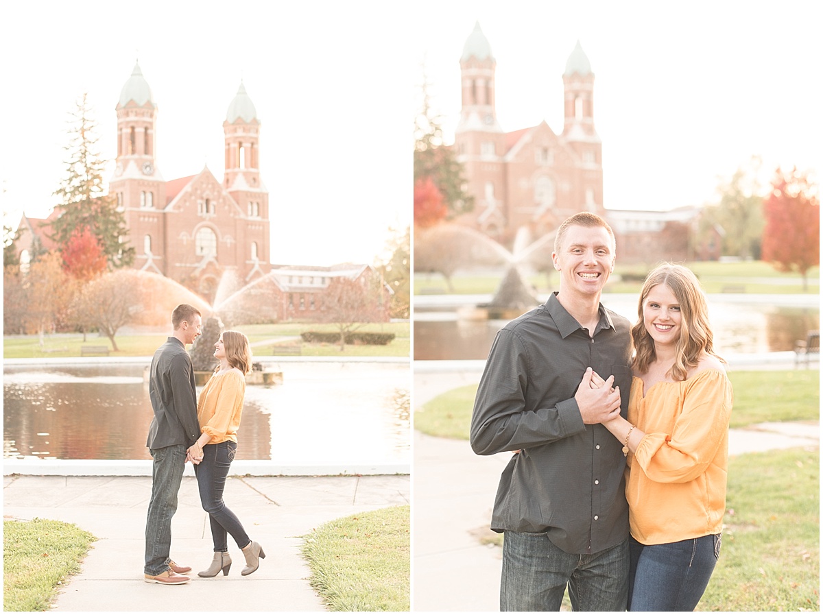 Bruce Anderson and Becky Wisniewski’s Engagement Photos at Saint Joseph’s College in Rensselaer, Indiana by Victoria Rayburn