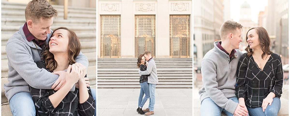 Victoria Rayburn Photography took David Redinbo and Rachel King’s Christmas engagement photos in downtown Indianapolis
