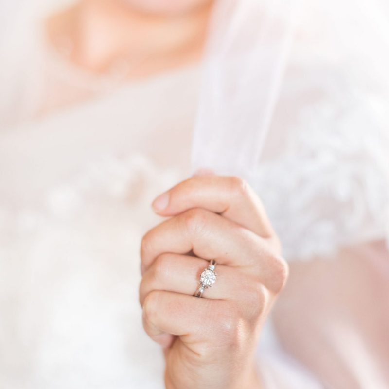 Close up of wedding ring on brides hand by Indianapolis wedding photographer Victoria Rayburn Photography