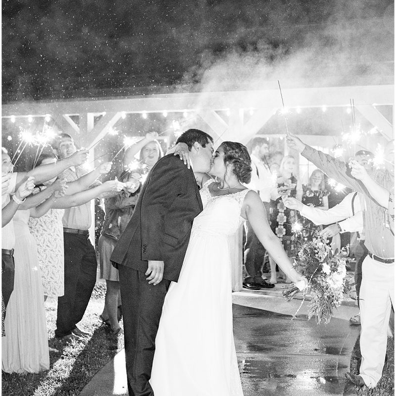 Bride and groom sparkler exit after wedding by Indianapolis wedding photographer Victoria Rayburn Photography