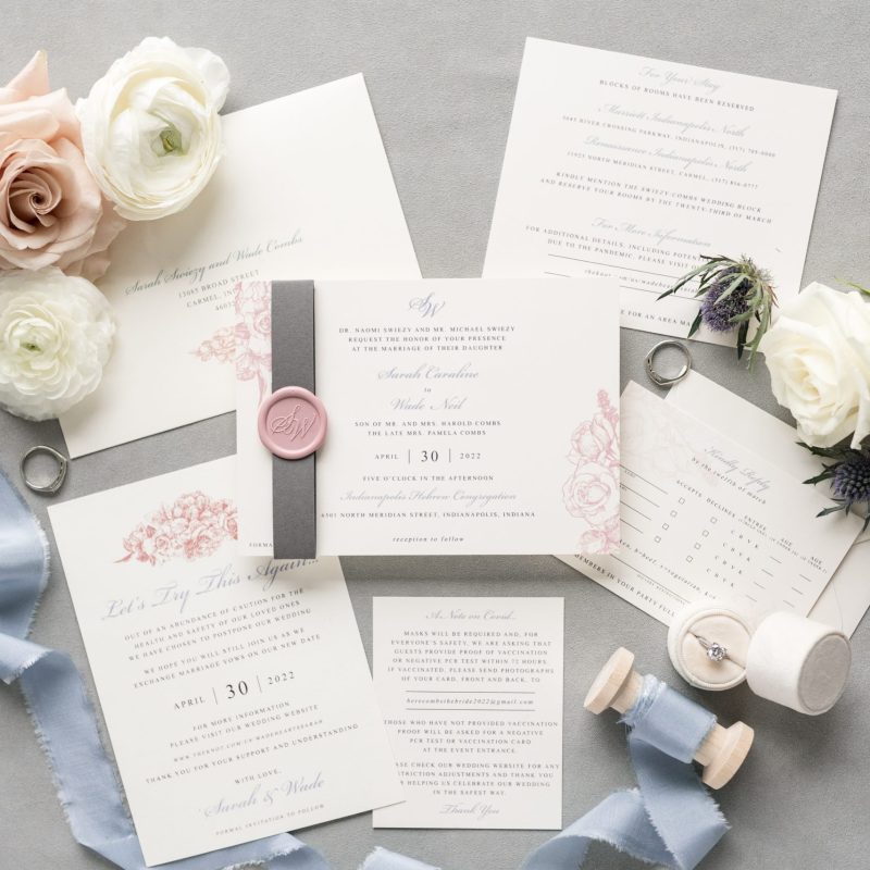 Bridal details featuring pink and blue by Indianapolis wedding photographer Victoria Rayburn Photography