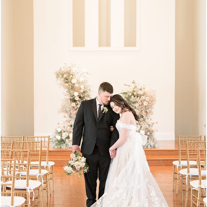 Bride and groom portraits at wedding at Ritz Charles Chapel in Carmel, Indiana photographed by Indianapolis wedding photographer Victoria Rayburn Photography