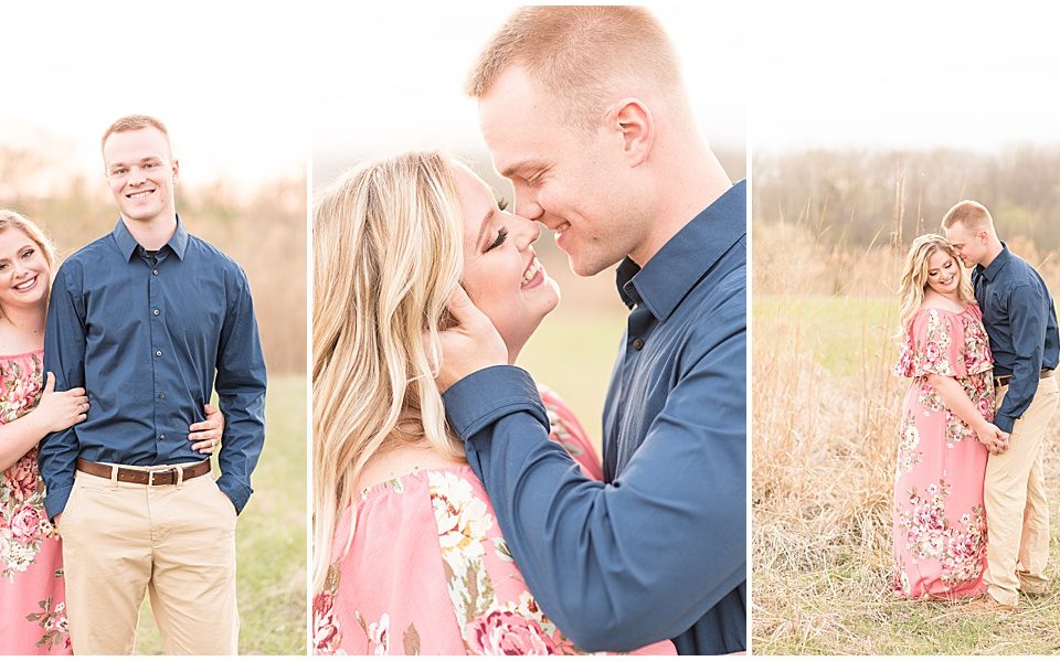 Jordan Wagner and Caitlin Schock’s spring engagement photos at Fairfield Lakes Park in Lafayette, Indiana