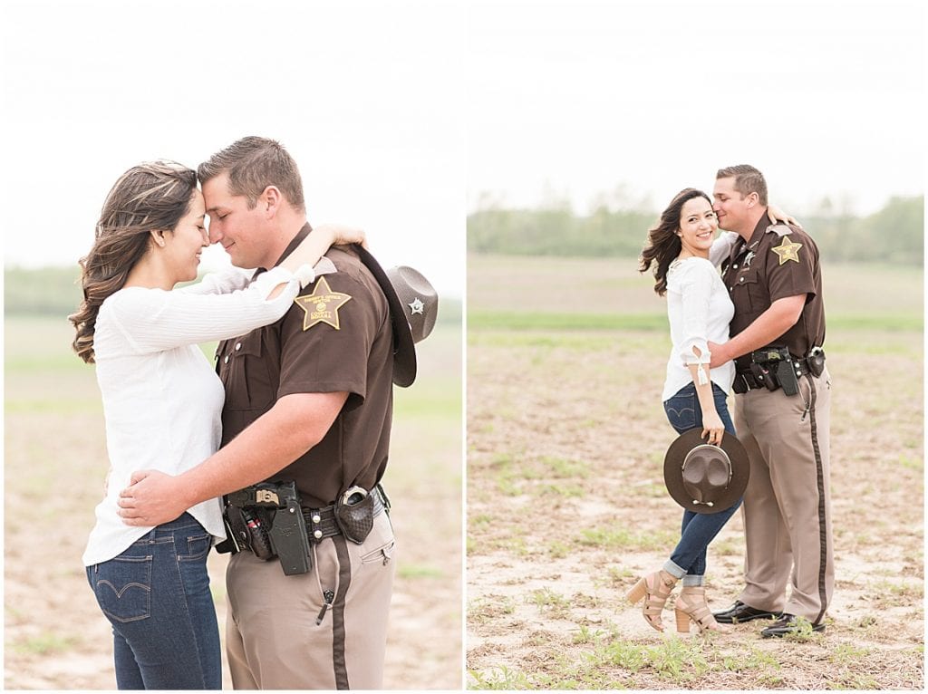 Jesse Wallace and Miryam Herrera's spring engagement photos at Wea Creek Orchard by Victoria Rayburn Photography