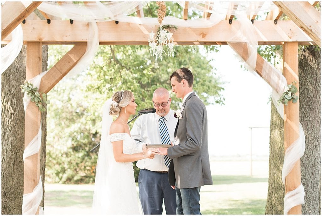 Ceremony at Summer Wedding at Vintage Oaks Banquet Barn in Lafayette, Indiana