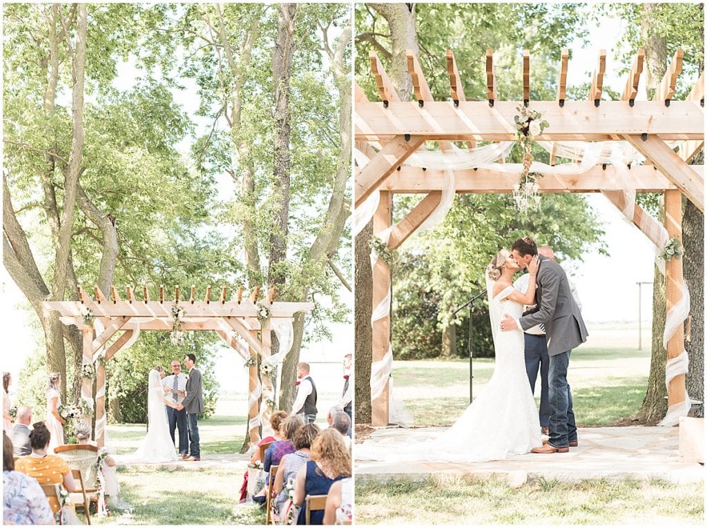 Ceremony at Summer Wedding at Vintage Oaks Banquet Barn in Lafayette, Indiana