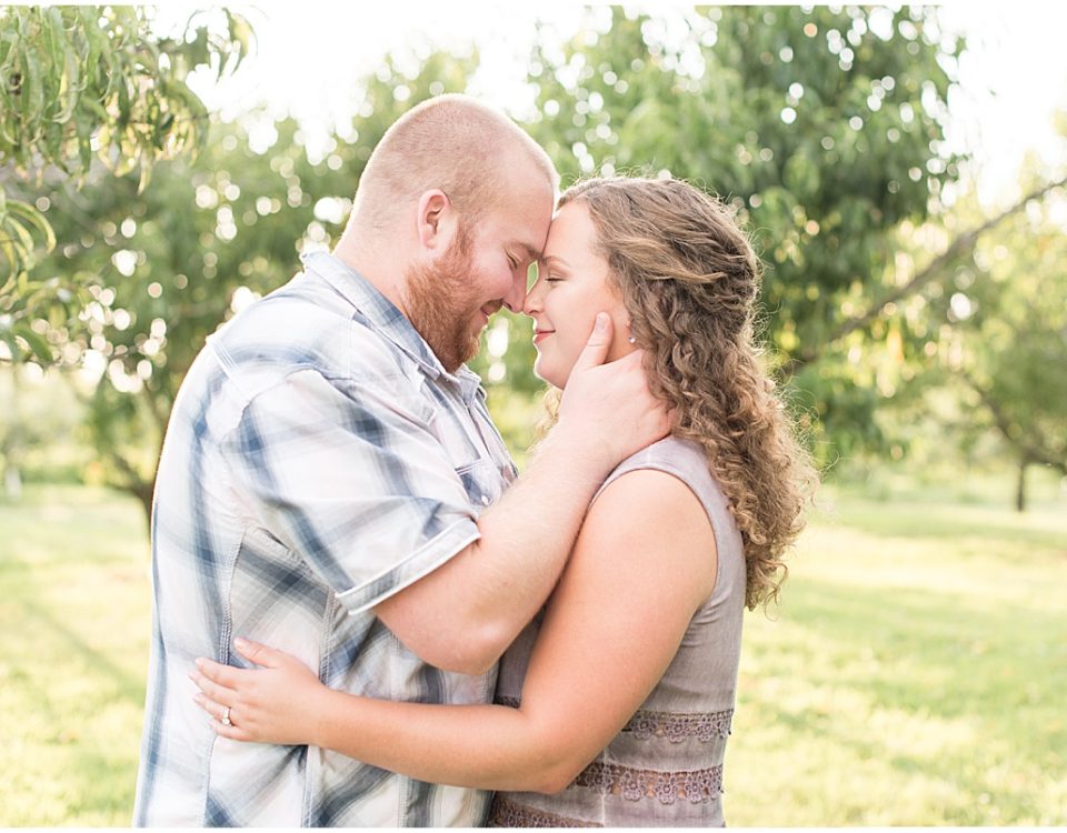 Summer Engagement Photos at Wea Creek Orchard, an apple orchard in Lafayette, Indiana
