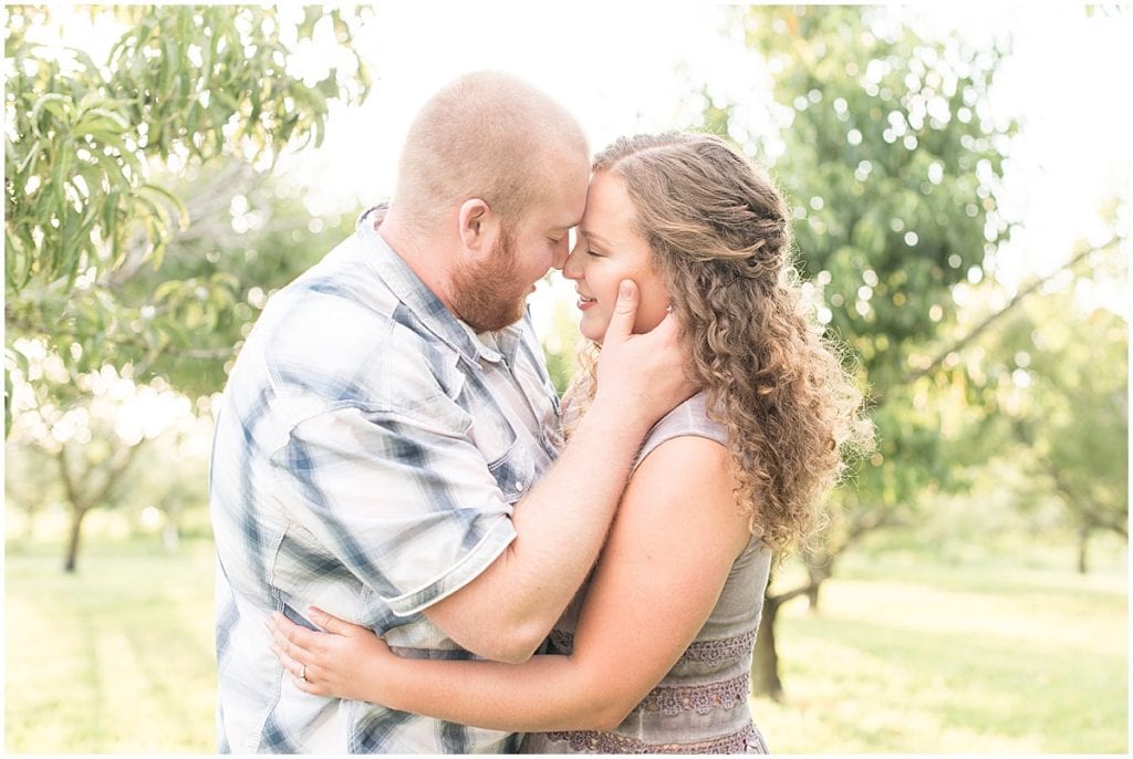 Summer Engagement Photos at Wea Creek Orchard, an apple orchard in Lafayette, Indiana
