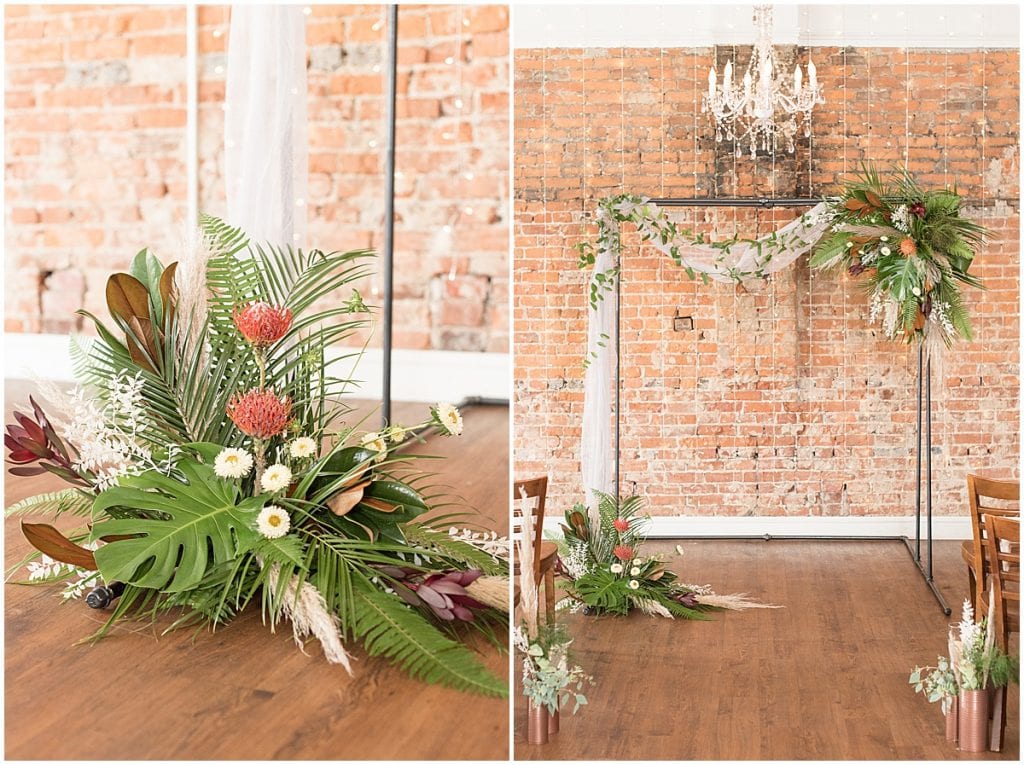 Light-and-moody, industrial wedding at The RatPak Venue in downtown Lafayette, Indiana