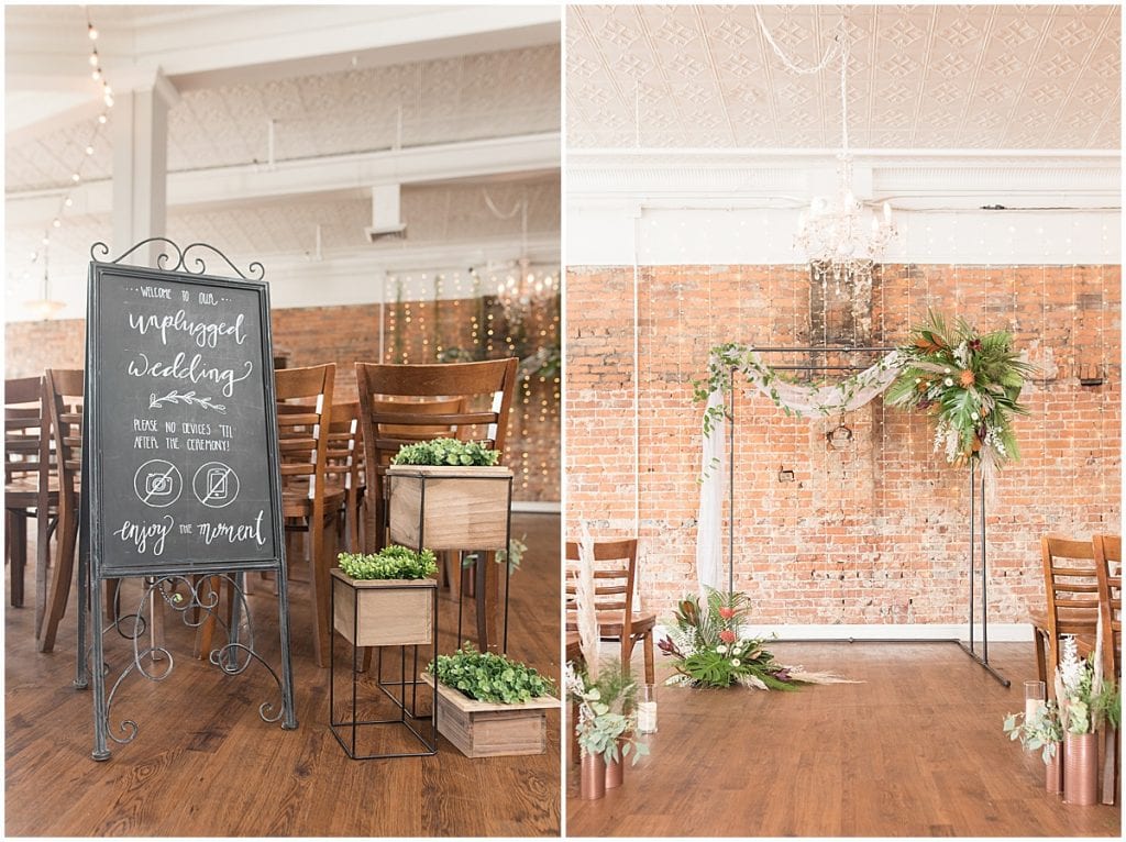Light-and-moody, industrial wedding at The RatPak Venue in downtown Lafayette, Indiana