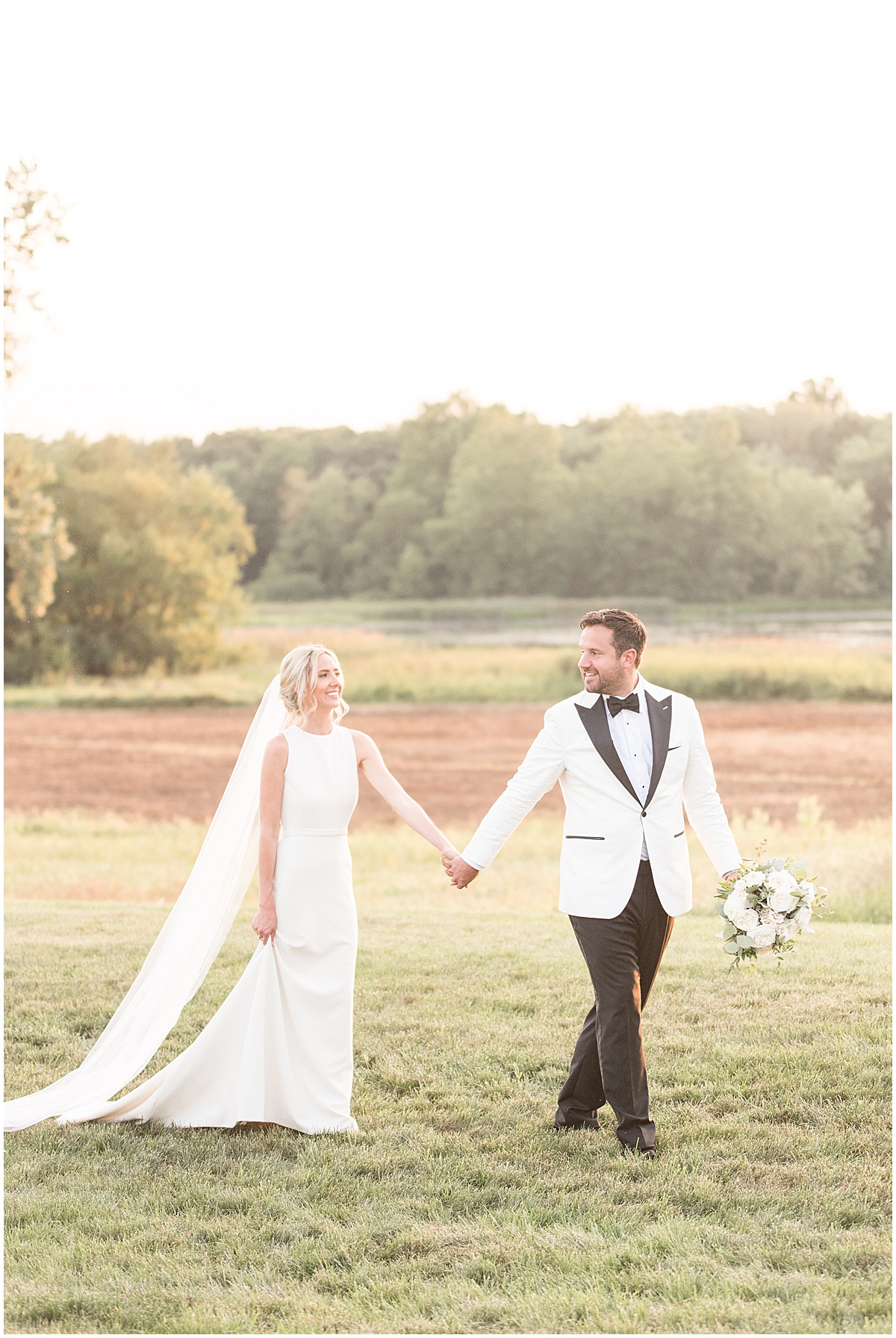 Sunset photos at an outdoor wedding with greenery in Rochester, Indiana