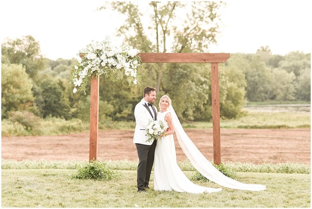 Sunset photos at an outdoor wedding with greenery in Rochester, Indiana