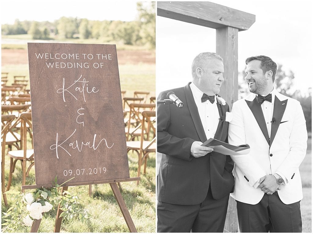 Outdoor wedding with greenery in Rochester, Indiana