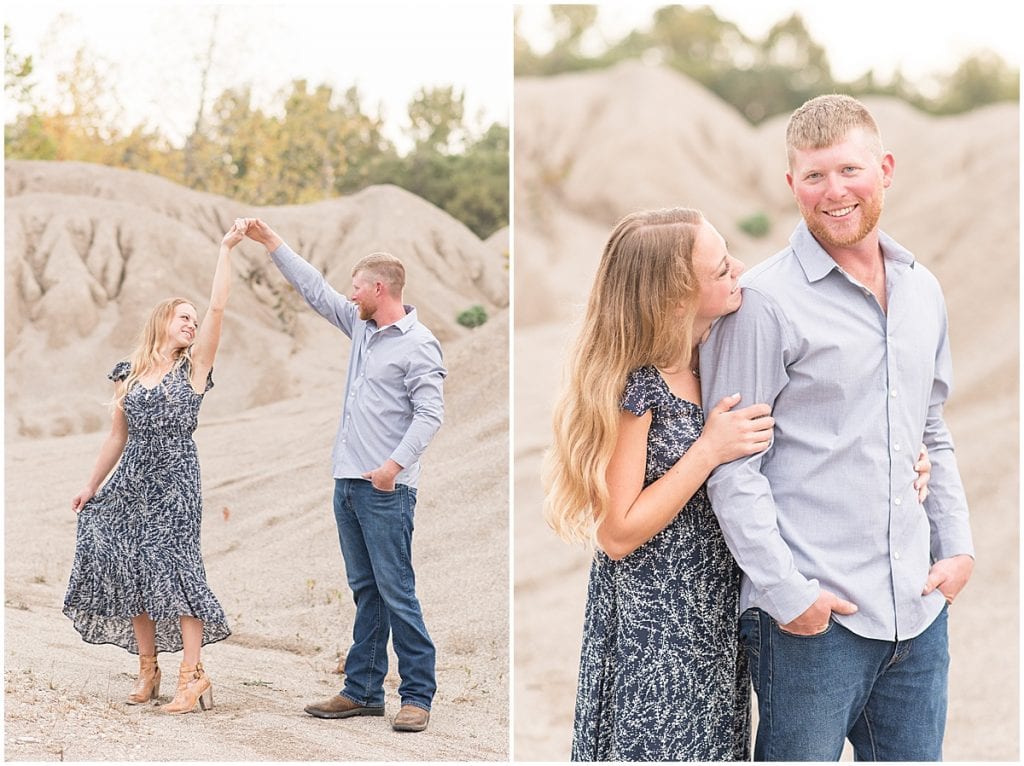 Engagement photos in Logansport, Indiana at a quarry