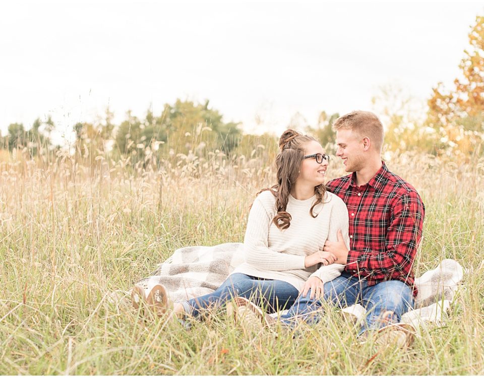 Fall Engagement Photos at Fairfield Lakes Park in Lafayette, Indiana