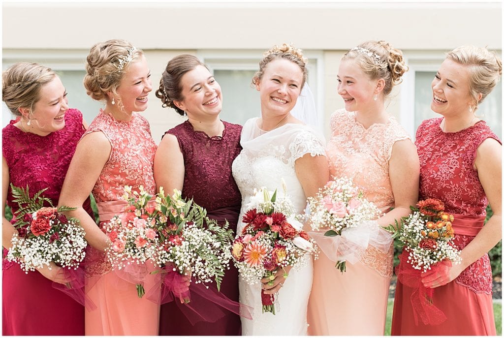 Bridal party at a wedding in downtown Lafayette, Indiana