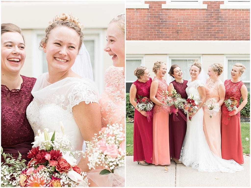 Bridal party at a wedding in downtown Lafayette, Indiana