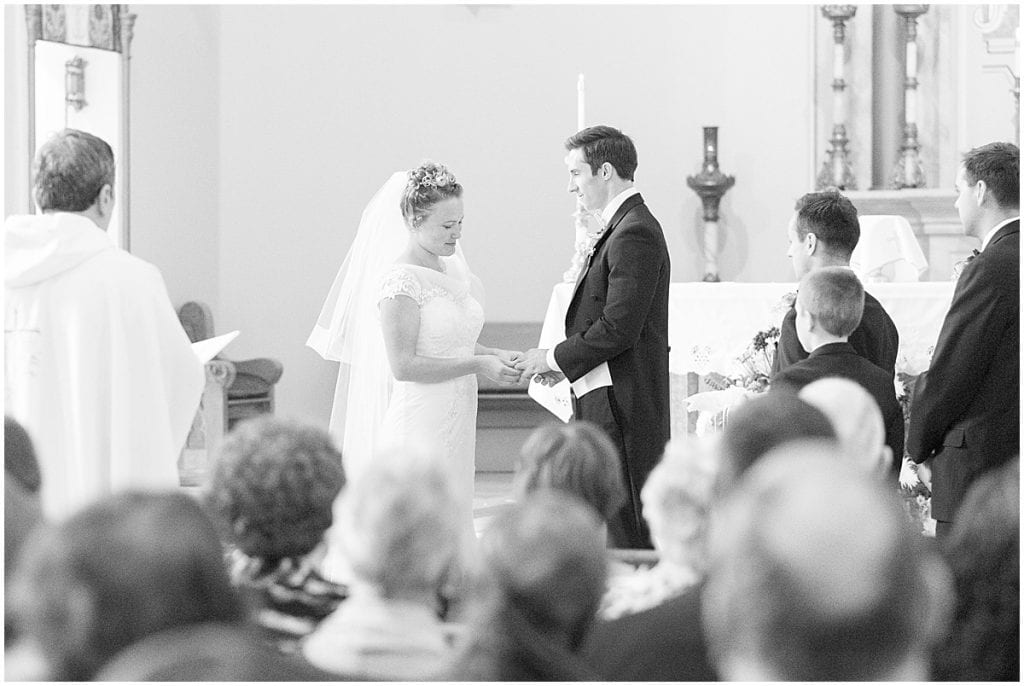 Wedding ceremony at Saint Boniface Catholic Church in Lafayette, Indiana