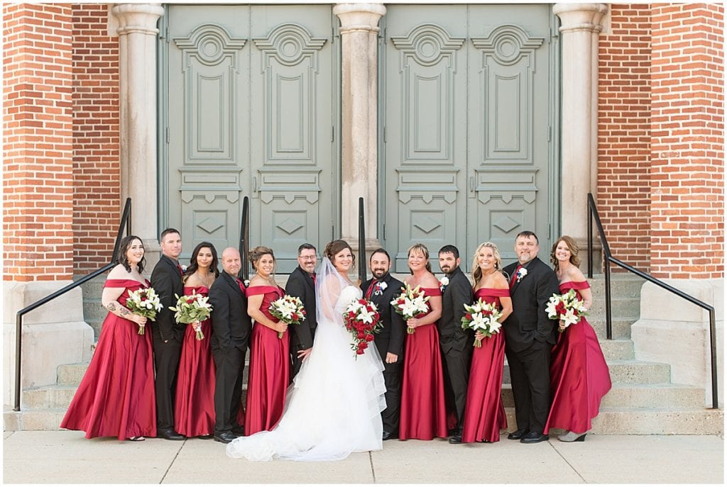 Bridal party at wedding at Trinity United Methodist Church in Lafayette, Indiana