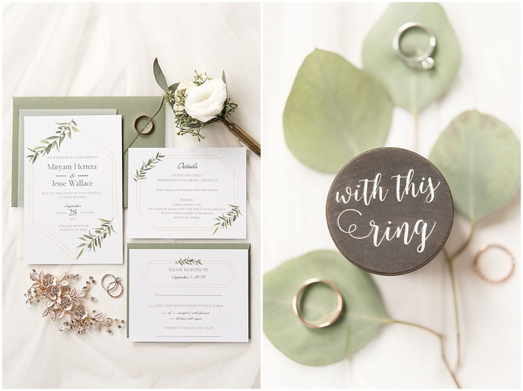 Wedding invitations and rings