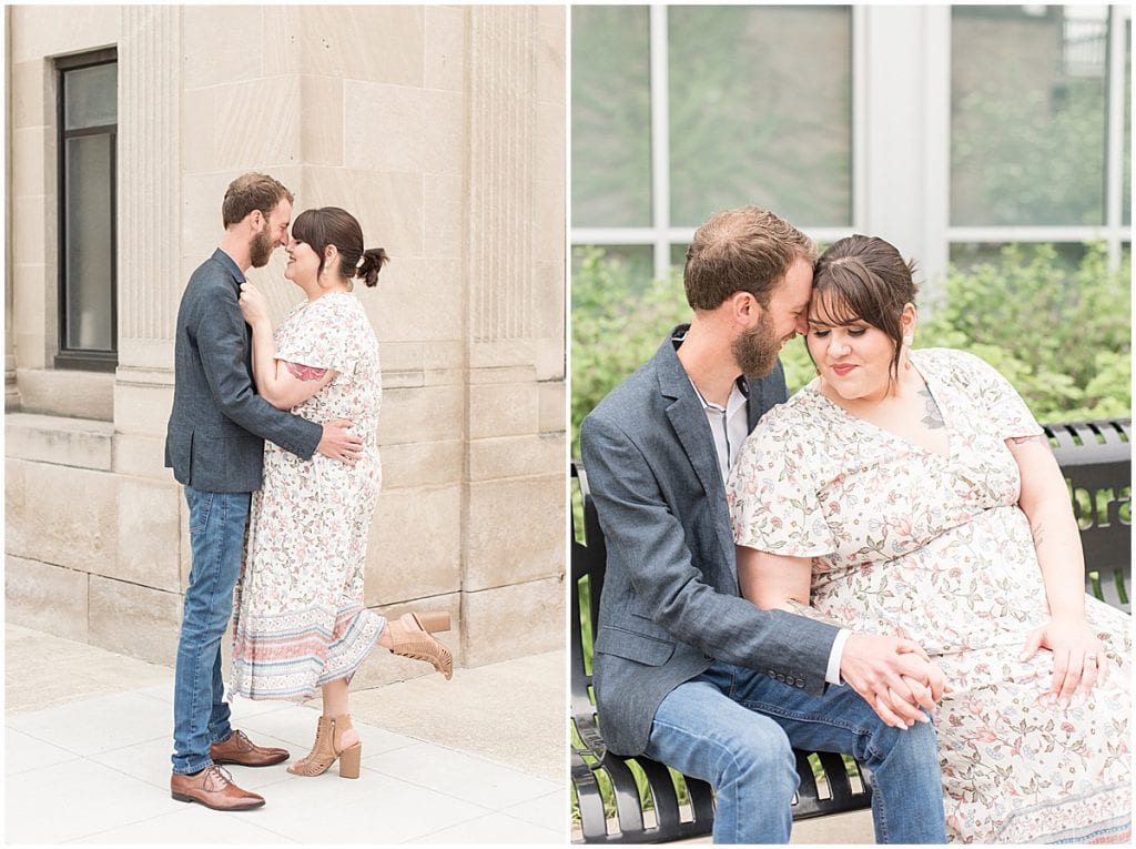 Engagement photos in downtown Crown Point, Indiana