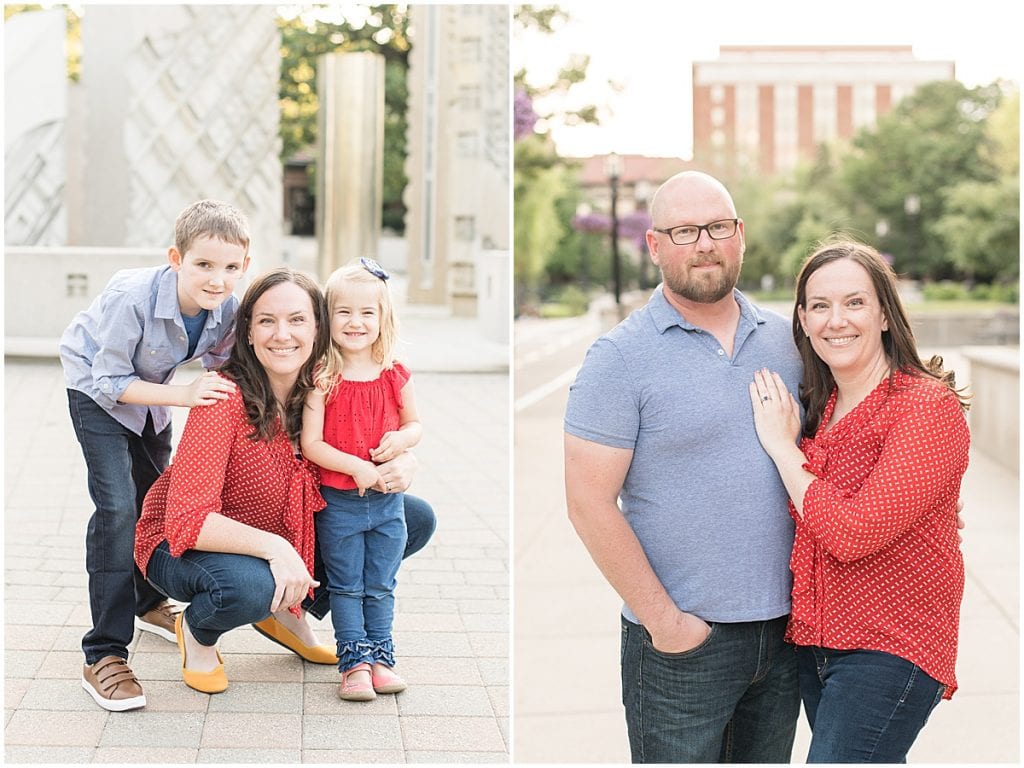 Summer family photos at Purdue University in West Lafayette, Indiana