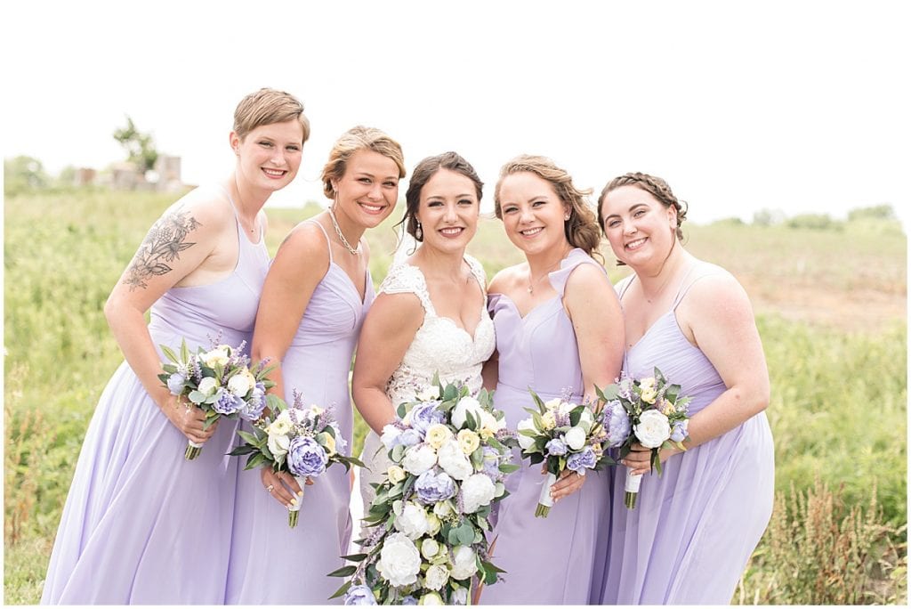 Bridal party at wedding at Hunny Creek Haven in Waldron, Indiana
