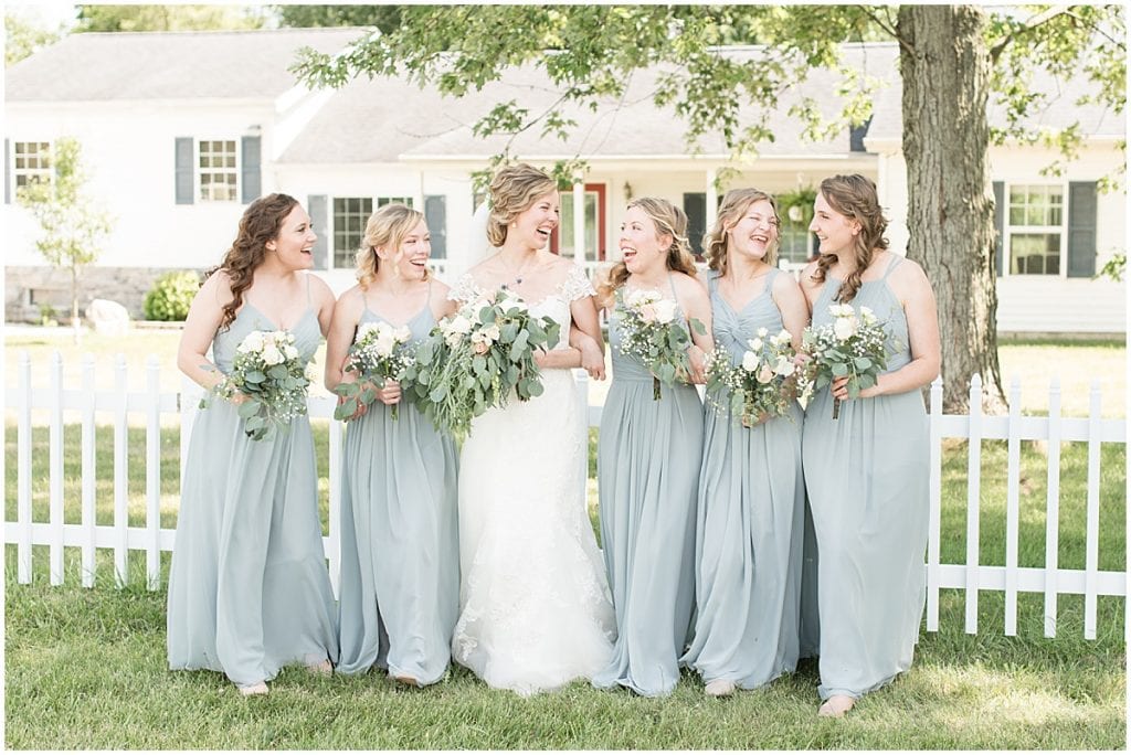 Bridal party photos before wedding at The Matterhorn in Elkhart, Indiana