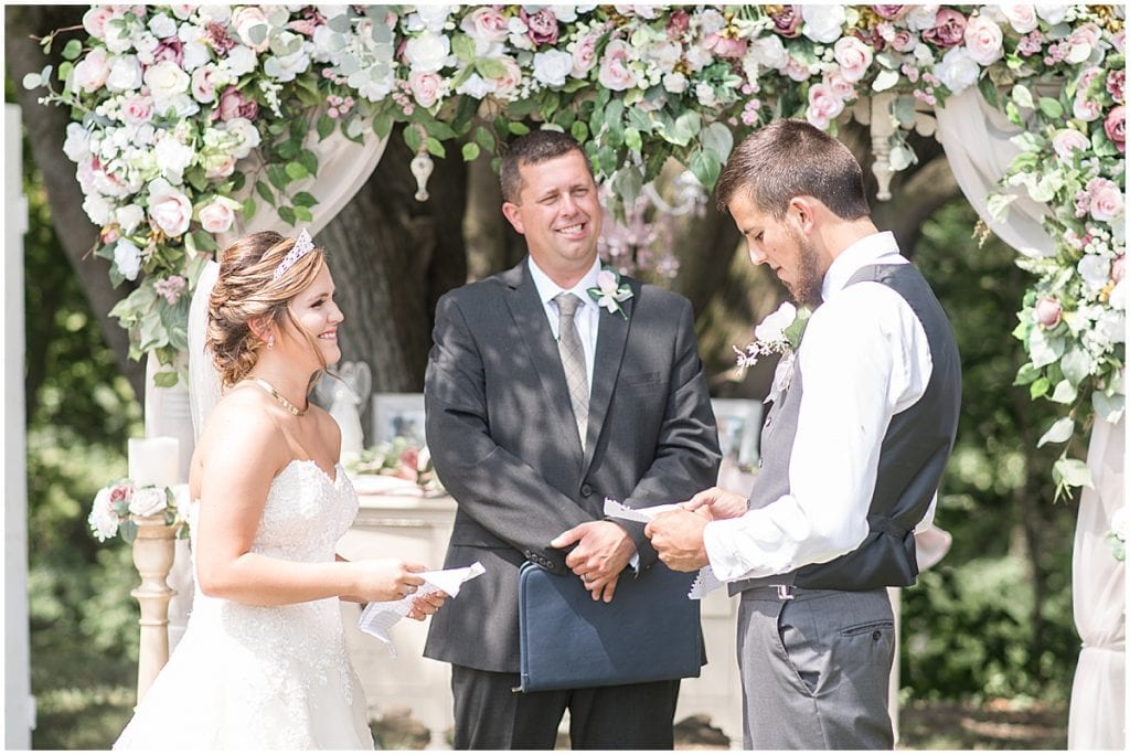 Wedding ceremony at Wea Creek Orchard in Lafayette, Indiana