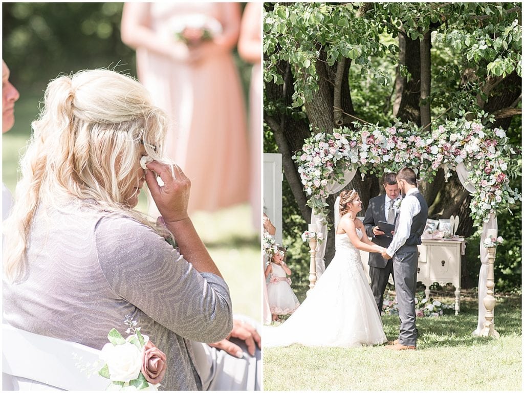 Wedding ceremony at Wea Creek Orchard in Lafayette, Indiana