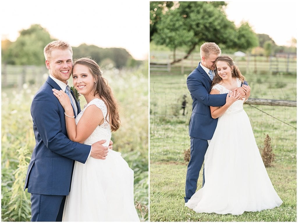 Bride and Groom Sunset Portraits at The Blessing Barn in Lafayette, Indiana