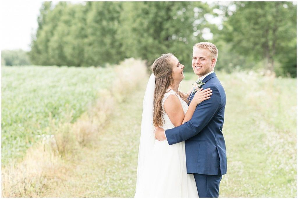 Bride and Groom at The Blessing Barn in Lafayette, Indiana