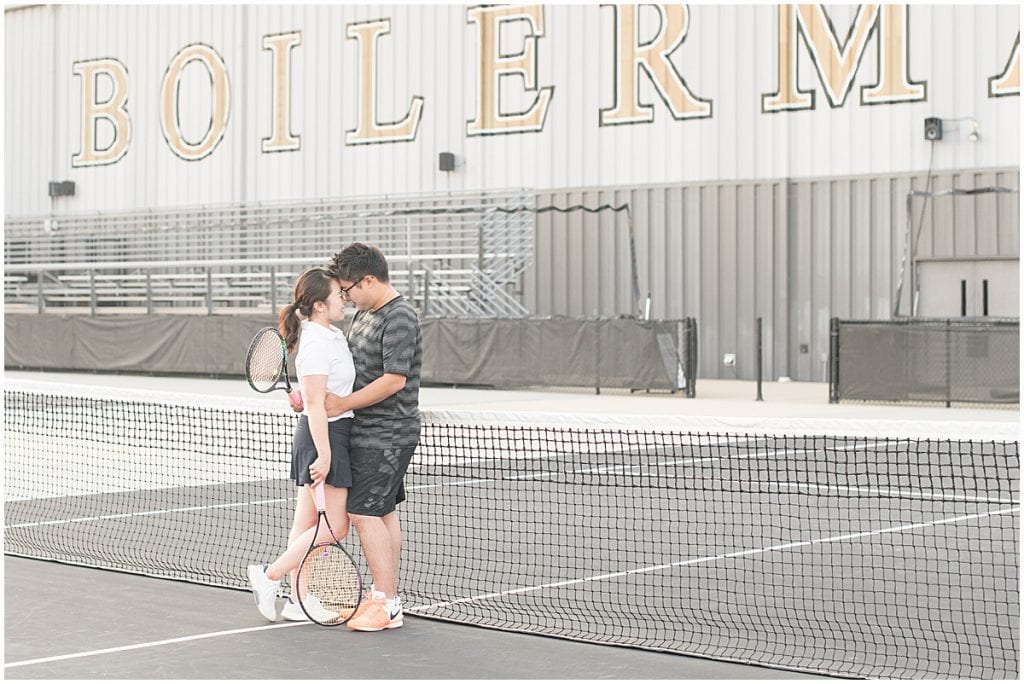 Schwartz Tennis Center Engagement Photos in West Lafayette, Indiana