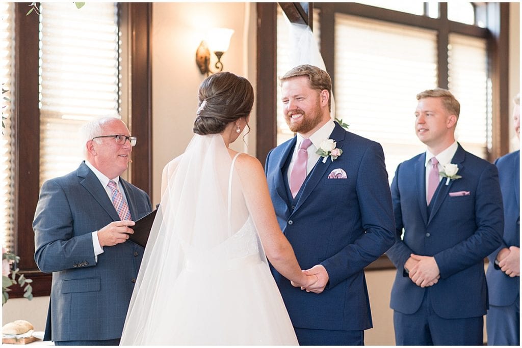 Ceremony at Spohn Ballroom wedding in Goshen, Indiana