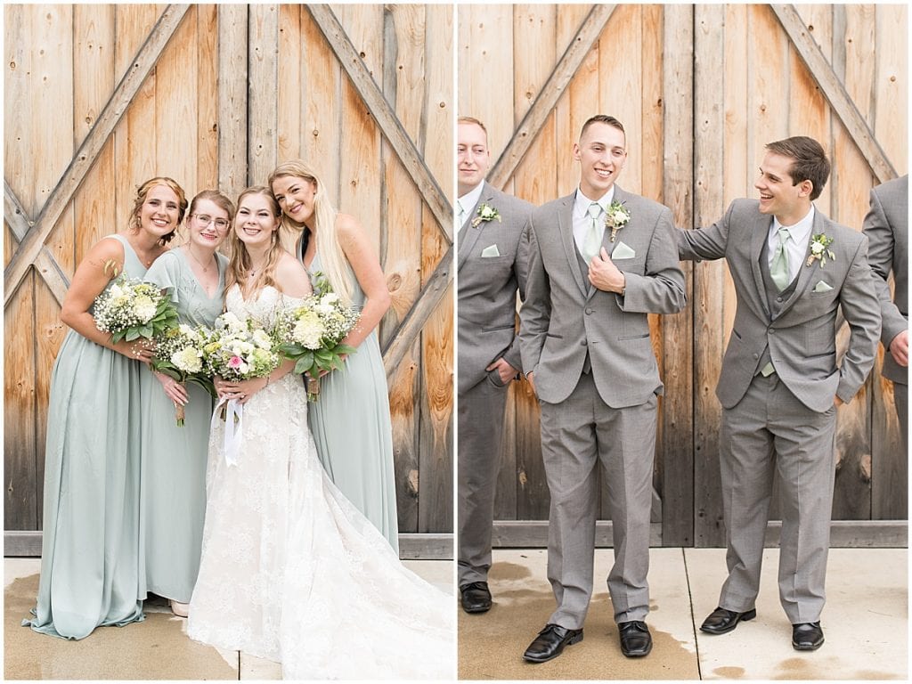 Bridal party at wedding at Whippoorwill Hill in Bloomington, Indiana