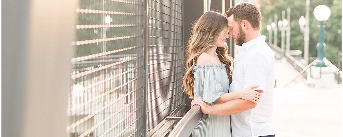 Anniversary photos on the John T Myers Pedestrian Bridge in Lafayette, Indiana