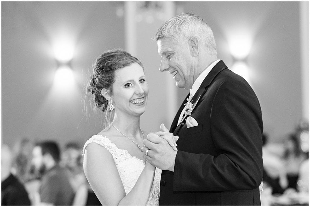 Father daughter dance at Bel Air Events Wedding in Kokomo, Indiana