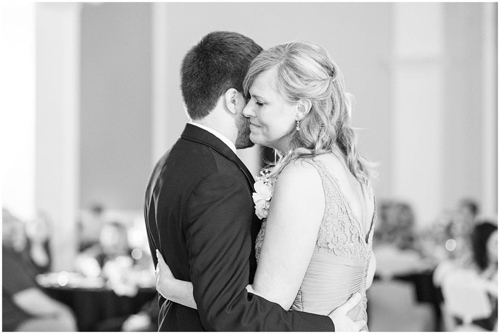Groom and mother dance at Bel Air Events Wedding in Kokomo, Indiana