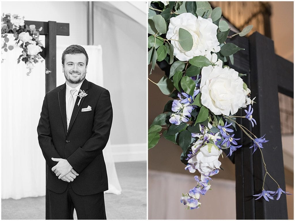 Groom at ceremony from Bel Air Events Wedding in Kokomo, Indiana