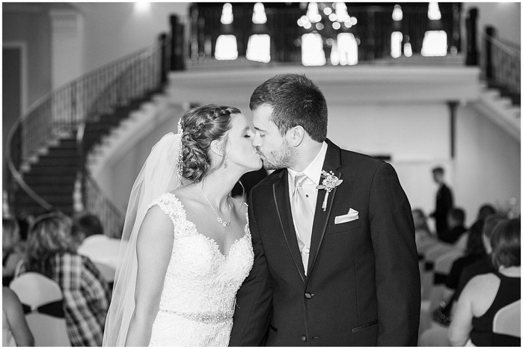 Bride and groom kiss from Bel Air Events Wedding in Kokomo, Indiana