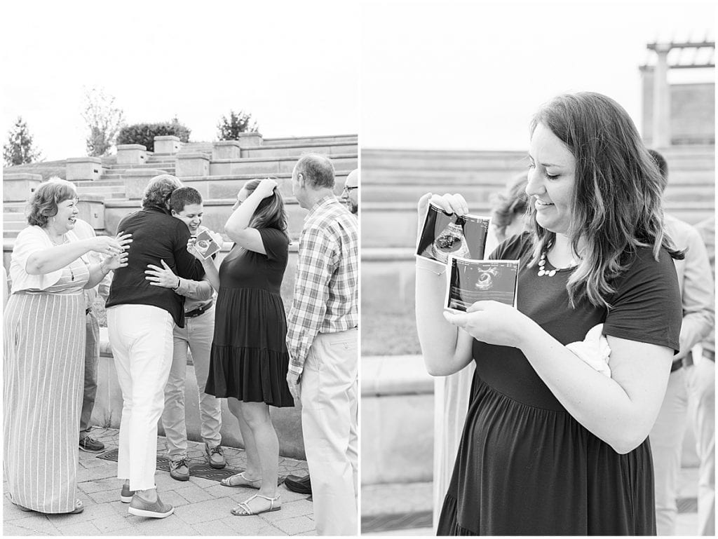 Pregnancy announcement at Coxhall Gardens in Carmel, Indiana