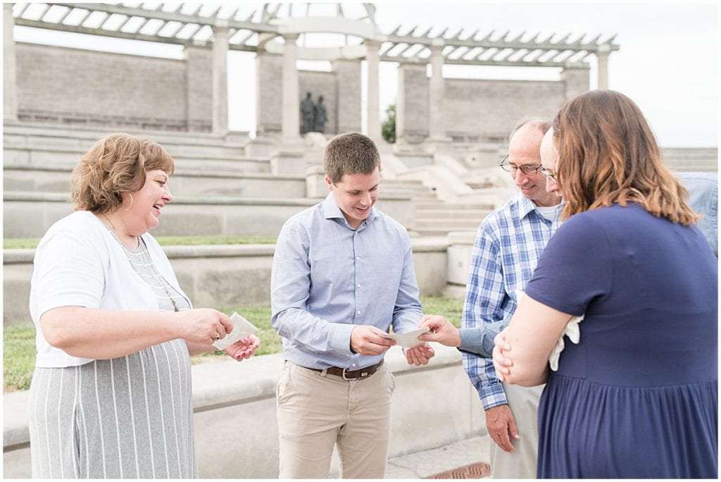 Pregnancy announcement at Coxhall Gardens in Carmel, Indiana