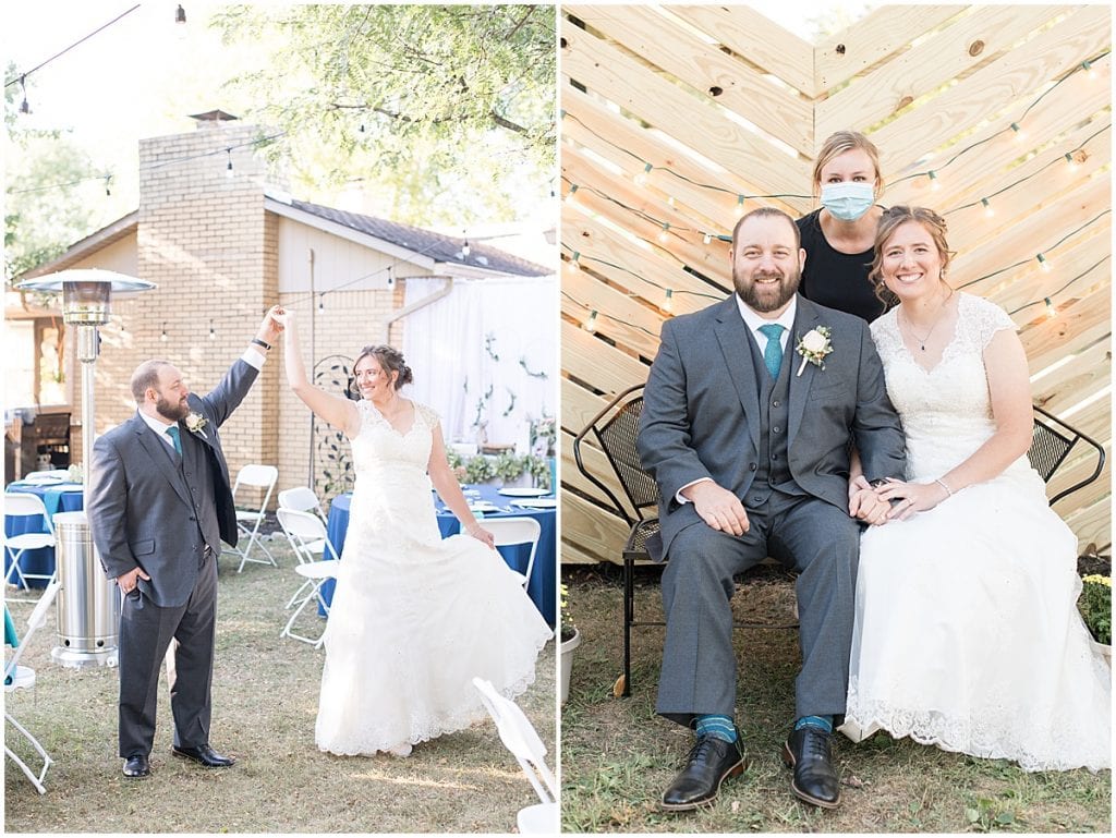Reception photos for intimate wedding at Holliday Park in Indianapolis