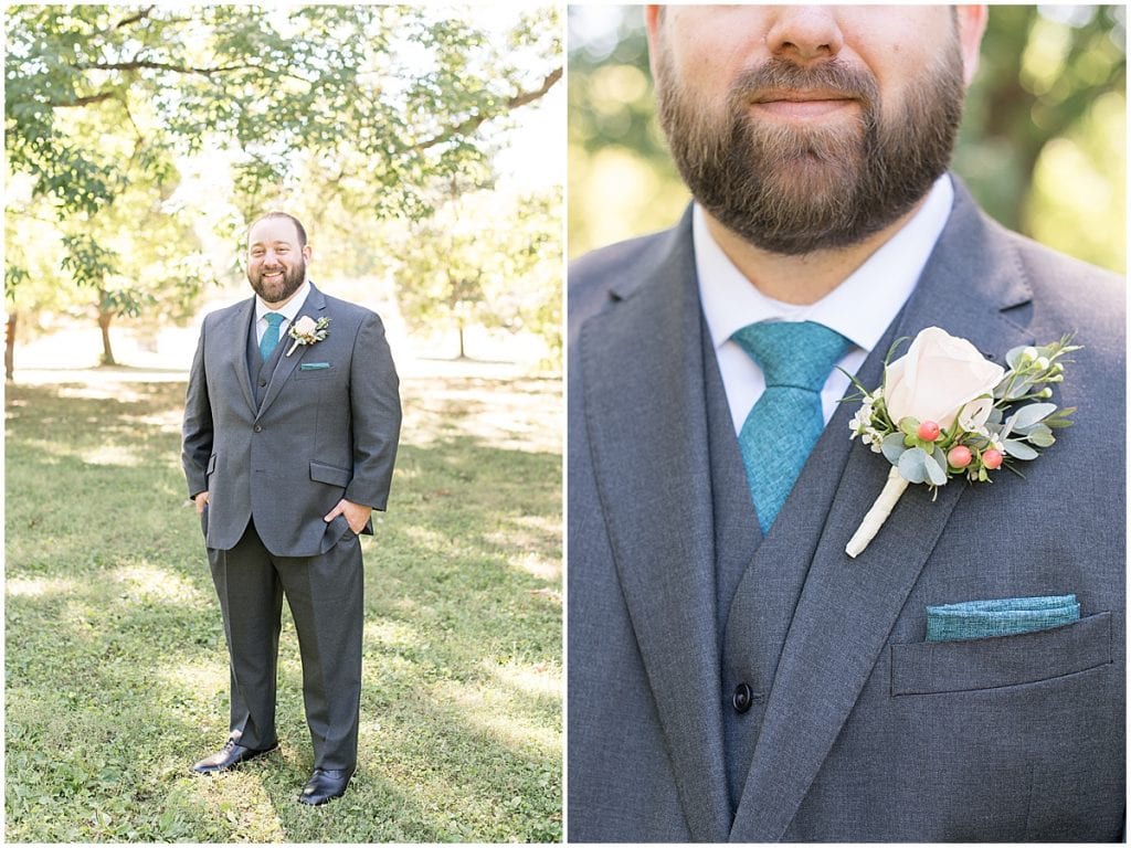 Groom detail shots for intimate wedding at Holliday Park in Indianapolis